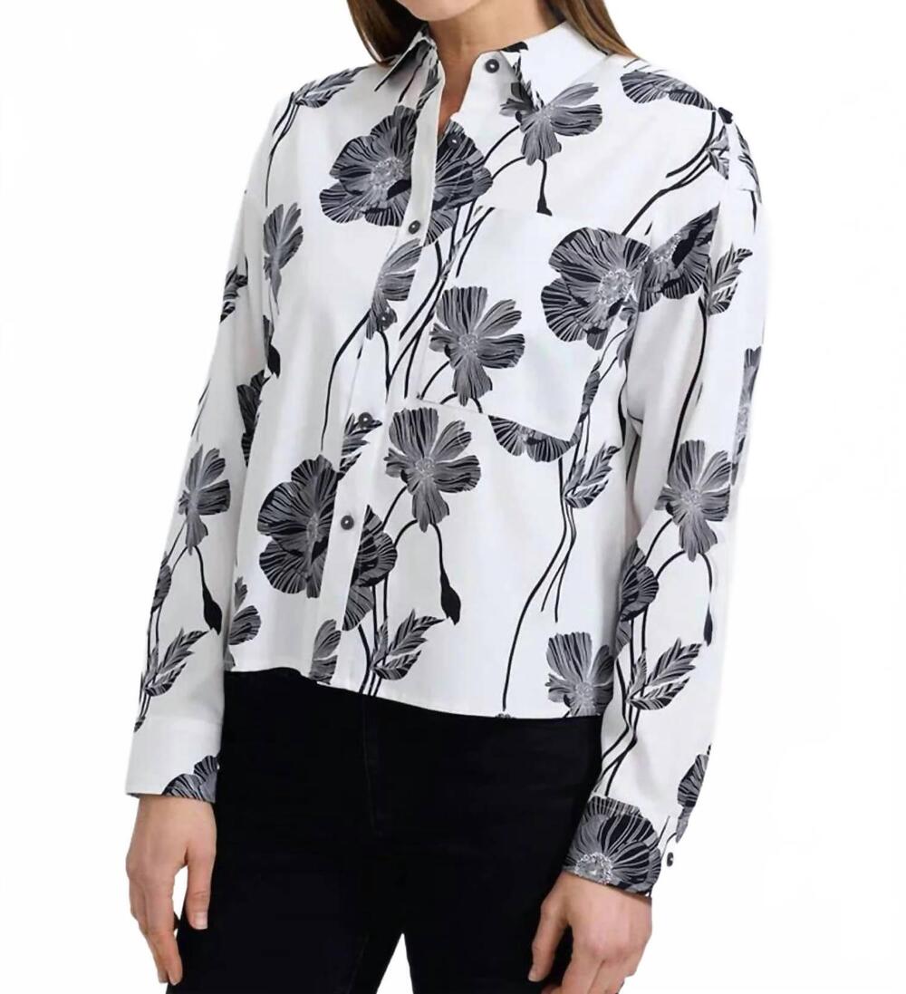 NEW FOXCROFT marina black & white ls top in white & black